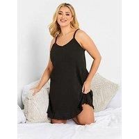 Yours Curve Women's Plus Size Ribbed Frill Chemise