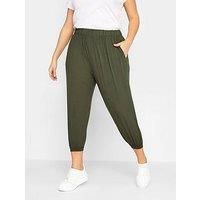 Yours Curve Women's Plus Size Jersey Cropped Harem Trousers