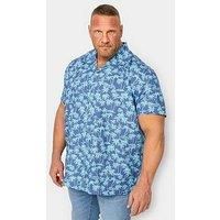 BadRhino Big & Tall Blue Palm Print Shirt