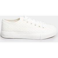 Yours Wide Fit Broderie Anglaise Trainer - White