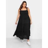 Yours Curve Shirred Strappy Sundress - Women/'s - Plus Size Curve Black