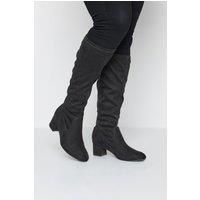 Wide & Extra Wide Fit Faux Suede Stretch Back Knee High Boots