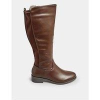 Yours Wide Fit Stretch Knee Boot Pu Choc - Brown