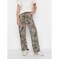 PixieGirl Brown Snake Print Wide Leg Trousers Petite