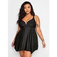 YOURS Plus Size Knotted Strap Hanky Hem Swim Dress