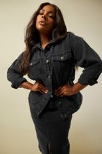 Yours Curve Women's Plus Size Washed Oversized Denim Jacket