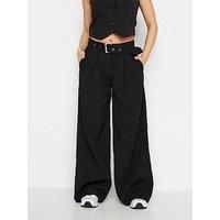 Pixiegirl Petite Black Belted Wide Leg Trousers