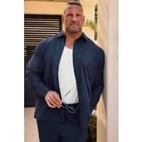 Badrhino Premium Ls Linen Shirt - Navy