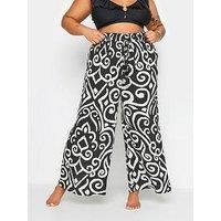 Yours Curve Women's Plus Size Abstract Print Crinkle Trousers