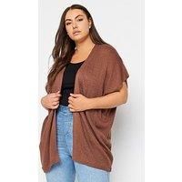 Yours Curve Brown Short Sleeve Cardigan - Women/'s - Plus Size Curve