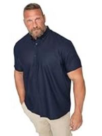 BadRhino Big & Tall Premium Navy Blue Short Sleeve Oxford Cotton Shirt - Men/'s - M to 8XL