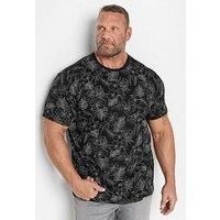 BadRhino Big & Tall Leaf Outline Print Short Sleeve T-Shirt - Men/'s - M to 8XL Black
