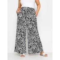 Yours Curve Women's Plus Size Geometric Print Wide Leg Trousers