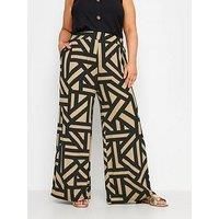 Yours Curve Women's Plus Size Geometric Print Wide Leg Trousers