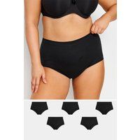 Yours 5 Pack Curve Cotton High Waisted Maxi Full Brief Knickers Shorties - Women/'s - Plus Size Curve Multipack Black 22-24