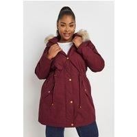 Faux Fur Trim Parka Coat