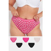 Yours Curve Women's Plus Size 5 PACK Heart Print Full Briefs