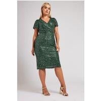 Yours Curve Women's Plus Size Sequin Embellished Wrap Dress