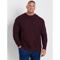 BadRhino Big & Tall Burgundy Crew Neck Knitted Jumper - Men/'s - Plus Size Curve