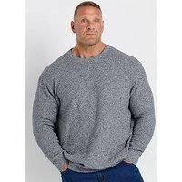 BadRhino Big & Tall Crew Neck Knitted Jumper - Men/'s - Plus Size Curve Blue