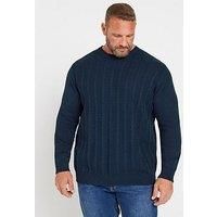 Big & Tall Men's Crew Neck Cable Knit Jumper