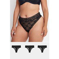 Yours Curve Women's Plus Size 3 PACK Lace High Waisted Thongs