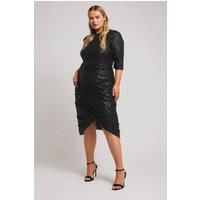 Yours London Curve Women's Plus Size Gathered Sequin Midi Dress
