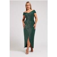 Yours Curve Women's Plus Size Metallic Bardot Maxi Dress