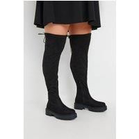 Yours Curve Women's Plus Size Faux Suede Knee High Boots In Extra Wide Fit
