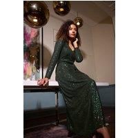 M&Co Women's Sequin V-Neck Maxi Dress