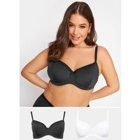 Yours Curve Women's Plus Size 2 Pack Lace Trim T-Shirt Bras
