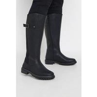 Yours Curve Women's Plus Size Faux Leather Stretch Knee High Boots In Extra Wide