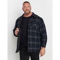 Badrhino Checked Lined Shacket - Blue