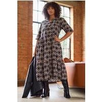 Evans Curve Women’s Plus Size Geometric Print Midi Dress