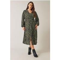 Evans Curve Women's Plus Size Abstract Print Split Front Dress