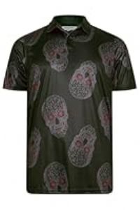 BadRhino Golf Big & Tall Skull Print Polo Shirt - Men/'s - M to 8XL Black