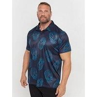 Big & Tall Men's Skull Print Polo Shirt