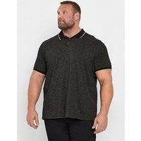 BadRhino Big & Tall Textured Tipped Polo Shirt - Men/'s - Plus Size Curve Black
