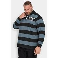 BadRhino Big & Tall /'Detroit/' Print Stripe Rugby Polo Shirt - Men/'s - Plus Size Curve Blue
