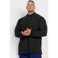 Badrhino Big & Tall Long Sleeve Polo Shirt - Black
