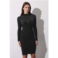 Star by Julien Macdonald Women's Embellished Neckline Dress in Black | Size: 14-16