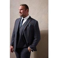 BadRhino Men's Checked Suit Jacket in Mid Navy | Size: 54L