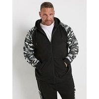 Big & Tall Mens Camo Print Zip Through Hoodie