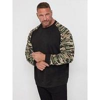 Big & Tall Mens Camo Sleeve Raglan Sweatshirt