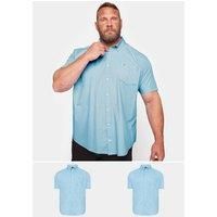 BadRhino Big & Tall Light 2 Pack Short Sleeve Oxford Shirts - Men/'s - Plus Size Curve Blue
