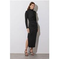 Star by Julien Macdonald Women's Draped Front Embellished Maxi Dress in Black | Size: 20