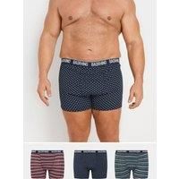Big & Tall Mens 3 Pack Stripe & Spot Trunks