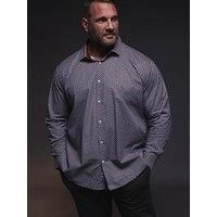 BadRhino Tailoring Big & Tall Navy & Red Geometric Print Formal Shirt - Men/'s - Plus Size Curve