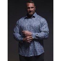 BadRhino Big & Tall Navy & Red Floral Print Formal Shirt - Men/'s - Plus Size Curve