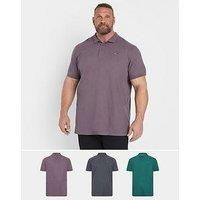 Badrhino Big & Tall 3 Pack Plain Polo Shirt - Multi